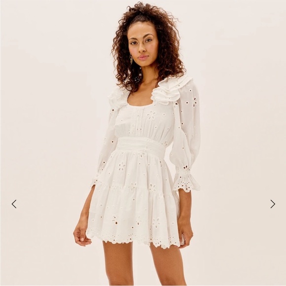 FOR LOVE & LEMONS Serena Mini Dress, White XS NWT - Picture 3 of 5
